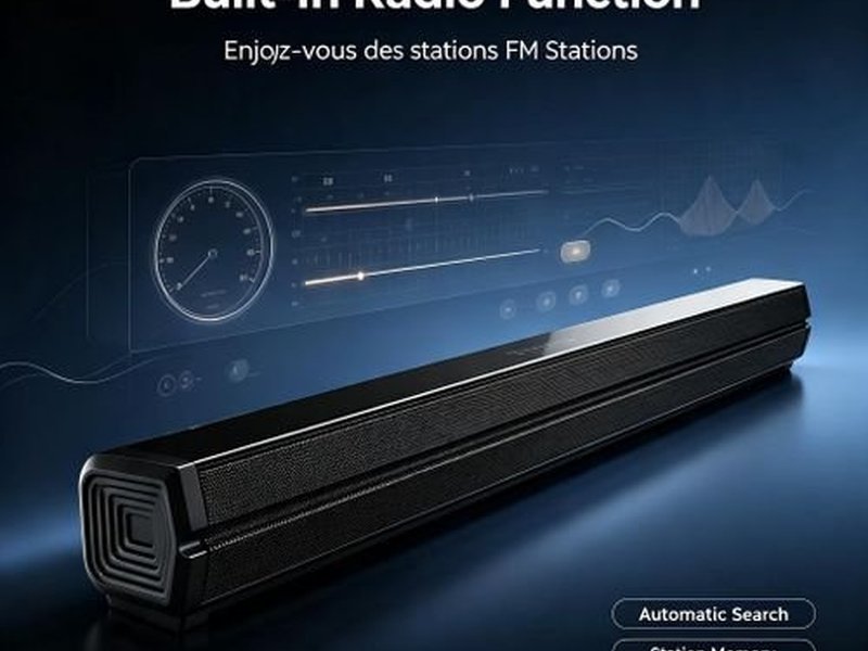 LP 2.1 Channel 100W Soundbar with Bass Subwoofer, Radio, Aura Light - Bluetooth Sound Bar Home Speaker System Supports AUX, COAX, HDMI, USB - XY3S, Black