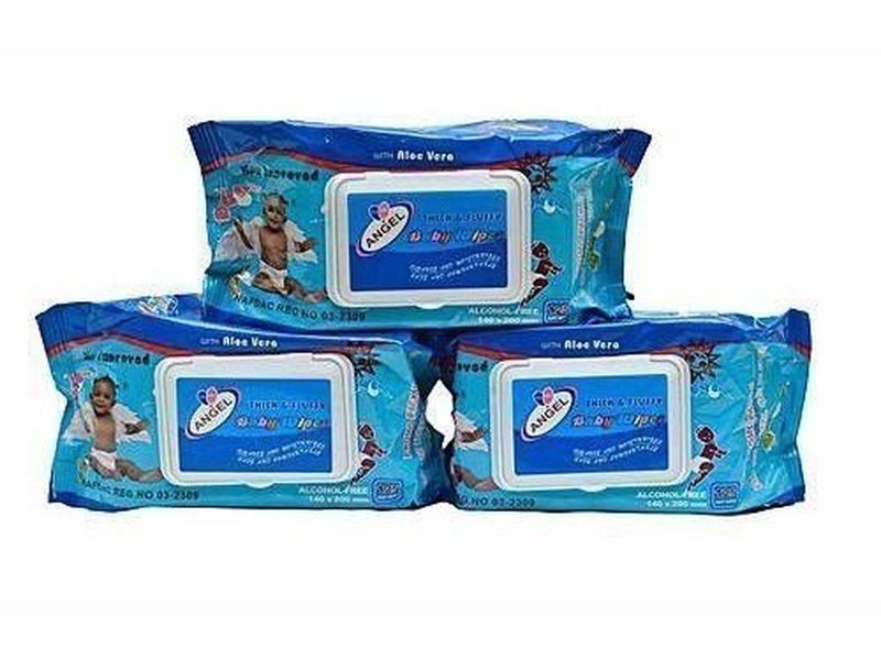 Little Angel Thick & Fluffy Baby Wipes - 125 Count - X 3