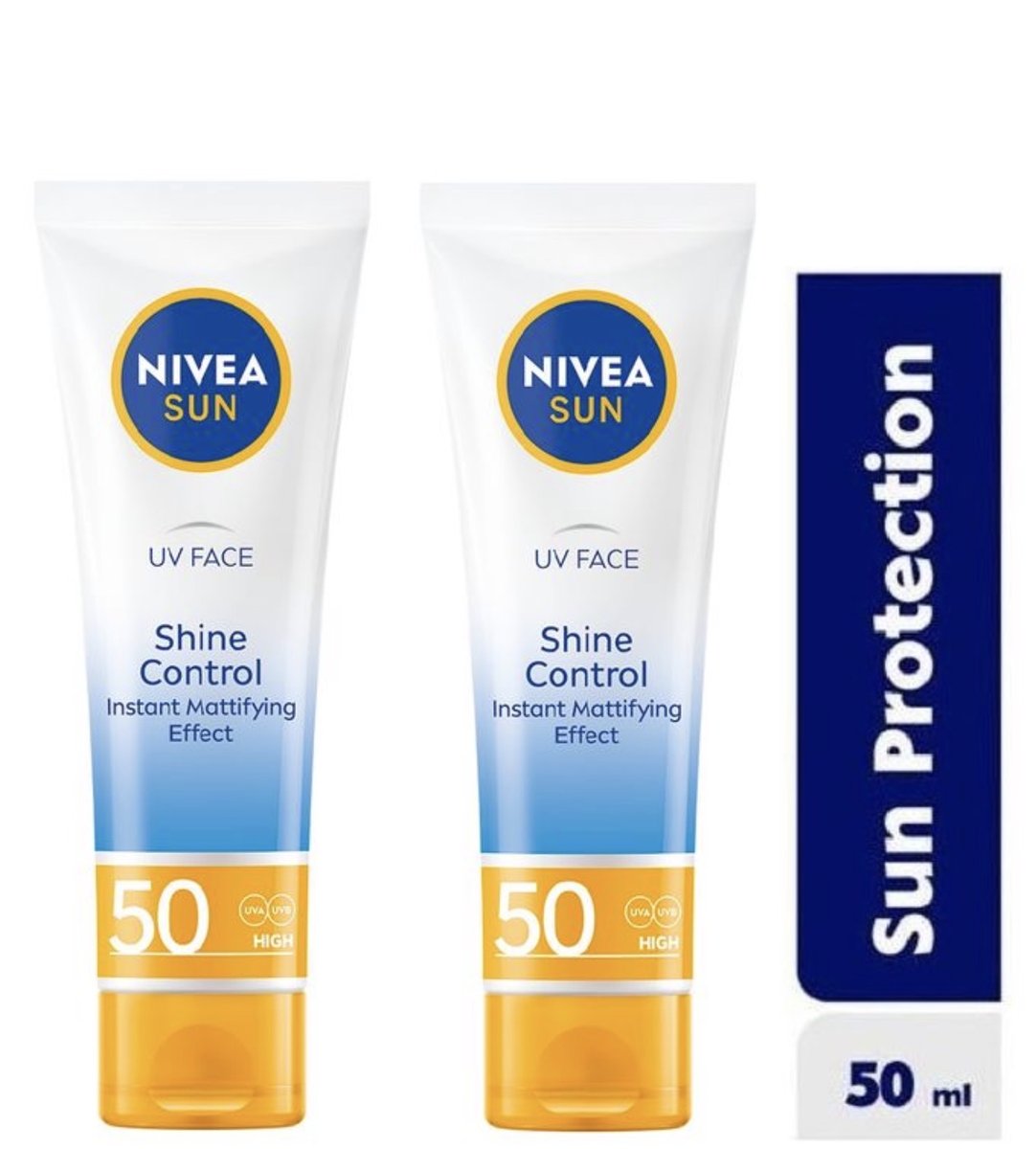 Nivea Sun UV Sunscreen Face Shine Control Cream SPF- 50 50ML Pack of 2